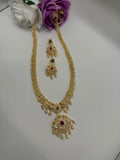 Cubic Zirconia South Indian Necklace Set with Gold Plating