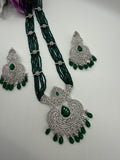CZ Classic Pendant Set with Rhodium Plating