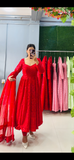 Elegant Red Anarkali Suit Set with Dupatta