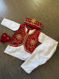 Boy Pasni Set Traditional Kids Kurta Set with Embroidered Vest & Topi