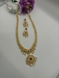 Cubic Zirconia South Indian Necklace Set with Gold Plating