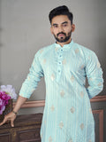 LATEST ROYAL LINEN EMROIDERY WITH SEQUENCE WORK KURTA PAYJAMA
