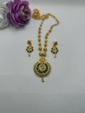 Ganesha Temple Jewelry Set – Red/Green Stone