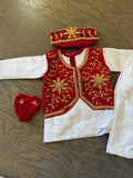Boy Pasni Set Traditional Kids Kurta Set with Embroidered Vest & Topi