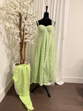 Pastel Green Embroidered Anarkali Set with Dupatta & Bottom