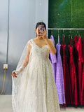 Anarkali Gown with Sheer Embroidered Dupatta