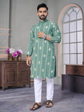 LATEST ROYAL LINEN EMROIDERY WITH SEQUENCE WORK KURTA PAYJAMA