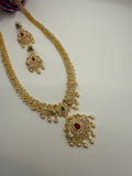 Cubic Zirconia South Indian Necklace Set with Gold Plating