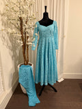 Elegant Sky Blue Anarkali Suit with Embroidered Dupatta
