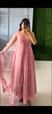 Elegant Pink Embroidered Anarkali Set with Dupatta