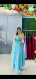 Elegant Sky Blue Anarkali Suit with Embroidered Dupatta