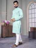 LATEST ROYAL LINEN EMROIDERY WITH SEQUENCE WORK KURTA PAYJAMA