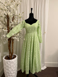 Pastel Green Embroidered Anarkali Set with Dupatta & Bottom