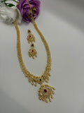 Cubic Zirconia South Indian Necklace Set with Gold Plating