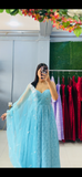 Elegant Sky Blue Anarkali Suit with Embroidered Dupatta