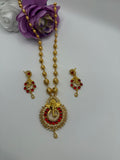 Ganesha Temple Jewelry Set – Red/Green Stone