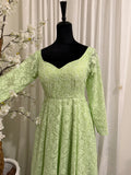Pastel Green Embroidered Anarkali Set with Dupatta & Bottom