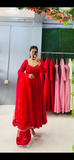 Elegant Red Anarkali Suit Set with Dupatta