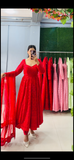 Elegant Red Anarkali Suit Set with Dupatta