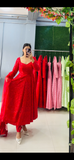 Elegant Red Anarkali Suit Set with Dupatta