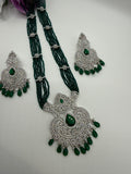 CZ Classic Pendant Set with Rhodium Plating