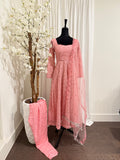 Elegant Pink Embroidered Anarkali Set with Dupatta