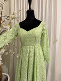 Pastel Green Embroidered Anarkali Set with Dupatta & Bottom