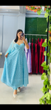Elegant Sky Blue Anarkali Suit with Embroidered Dupatta