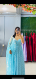 Elegant Sky Blue Anarkali Suit with Embroidered Dupatta