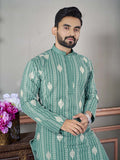 LATEST ROYAL LINEN EMROIDERY WITH SEQUENCE WORK KURTA PAYJAMA