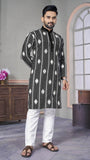 LATEST ROYAL LINEN EMROIDERY WITH SEQUENCE WORK KURTA PAYJAMA
