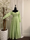 Pastel Green Embroidered Anarkali Set with Dupatta & Bottom