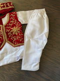 Boy Pasni Set Traditional Kids Kurta Set with Embroidered Vest & Topi