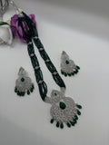 CZ Classic Pendant Set with Rhodium Plating